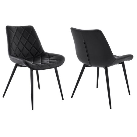 ARMEN LIVING Loralie Faux Leather & Metal Dining Chairs, Black - Set of 2 LCLRSIBLBL